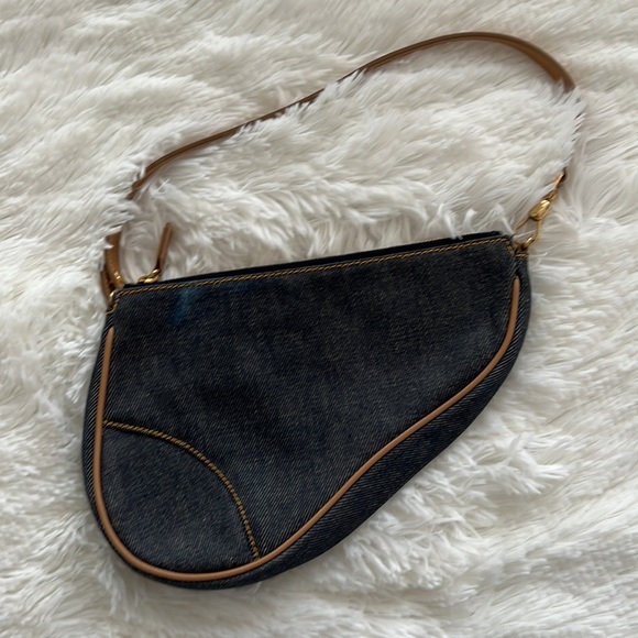 Sold! CHRISTIAN DIOR Denim Saddle Pochette - Picture 3 of 10